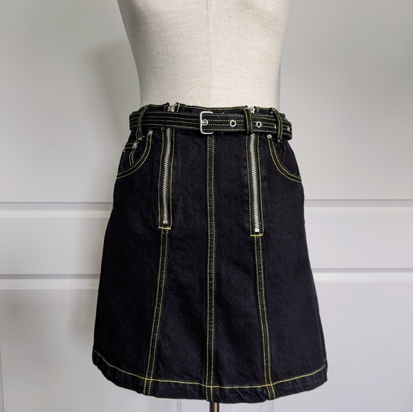 Proenza Schouler Skirt Mini White Label Denim High Waist Belt Indigo S (4) NWT - Picture 2 of 16